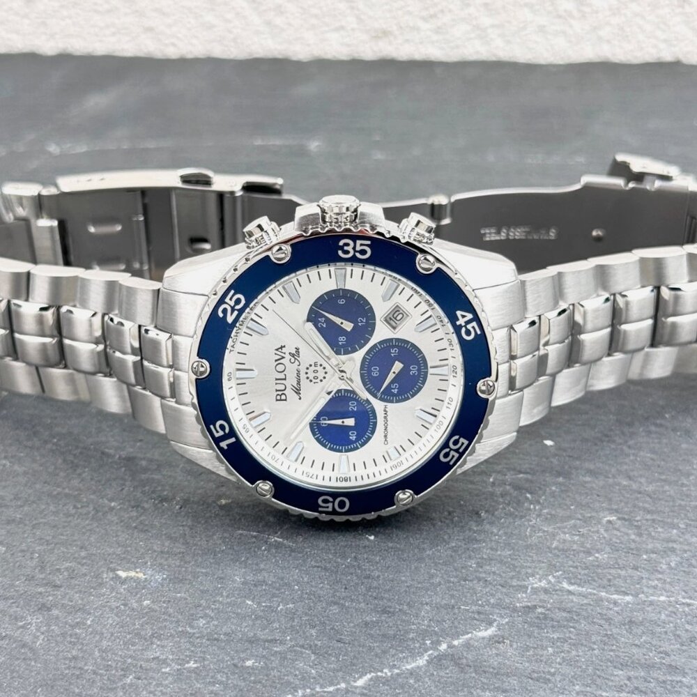 Bulova Marine Star 41.5MM Silver Dial Quartz Men's Watch - Picture 4 of 8